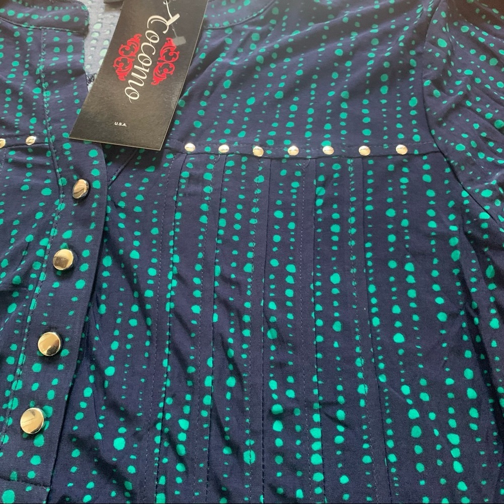 Cocomo NEW 3/4 sleeve women's Pintuck Blouse top shirt MEDIUM - Picture 10 of 14
